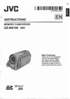 JVC GZ MS 100 manual. Camera Instructions.